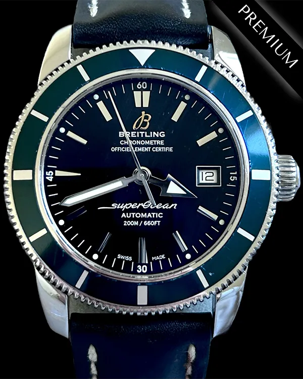 No Reserve - 2011 Breitling Superocean Heritage 42MM Black Dial Leather Strap (A1732136/BA61)