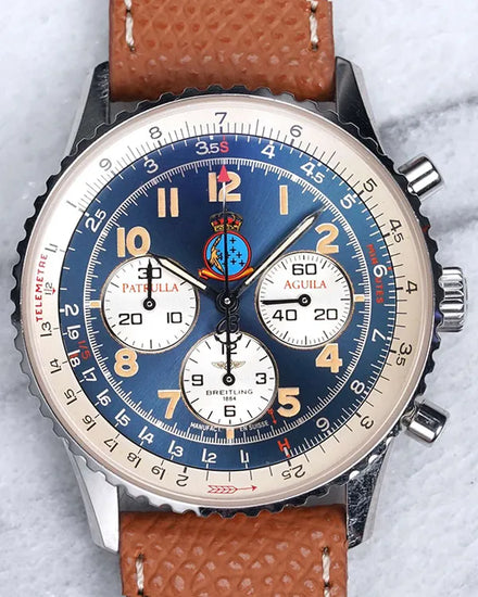Breitling Navitimer 92 Chronograph L.E. 38MM Blue Dial Aftermarket Leather Strap (A30022)