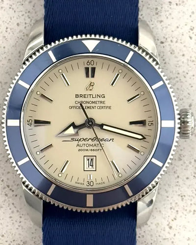 2015 Breitling Superocean Heritage 46MM White Dial Aftermarket Textile Strap (A17320)