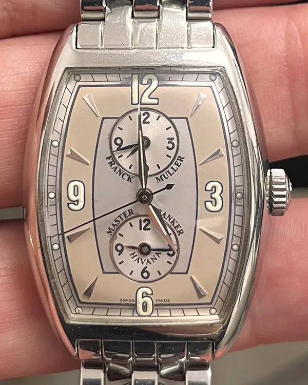 Franck Muller Master Banker Havana 31MM Silver Dial Steel Bracelet (2852 MB HV)