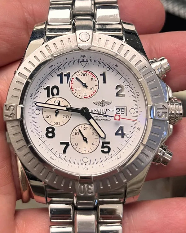 Breitling Super Avenger 48MM White Dial Steel Bracelet (A13370)