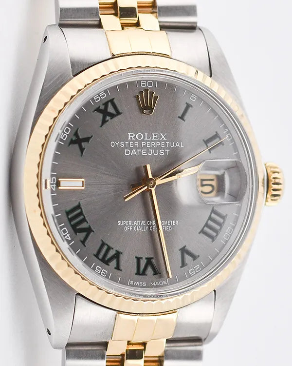 Rolex Datejust "Wimbledon" 36MM Aftermarket Grey Dial Two-Tone Jubilee Bracelet (16013)
