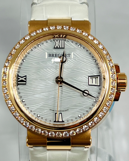 2025 Breguet Marine 33.8MM Mother-of-Pearl Dial Leather Strap (9518BR/52/984 D000)