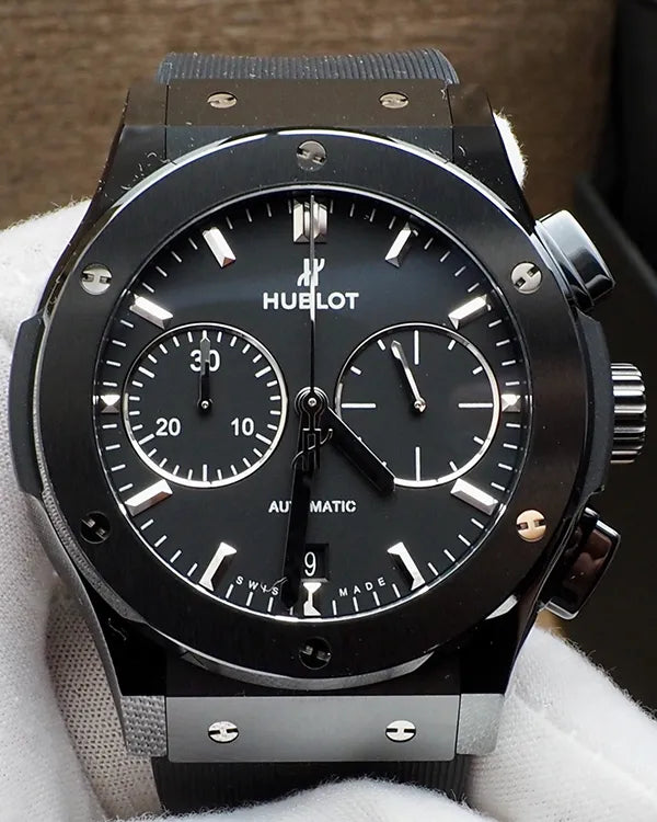 Hublot Classic Fusion Chronograph Black Magic 45MM Black Dial Rubber Strap (521.CM.1171.RX)