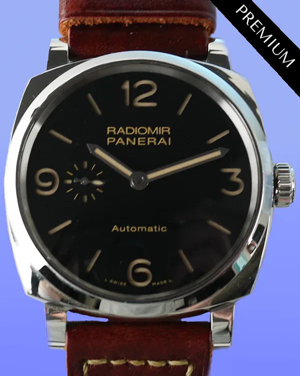2016 Panerai Radiomir 1940 3 Days 42MM Black Dial Aftermarket Leather Strap (PAM00620)