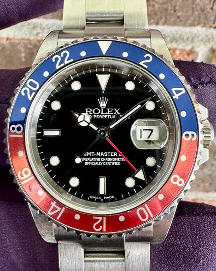 2003 Rolex GMT-Master II "Pepsi" 40MM Black Dial Oyster Bracelet (16710)