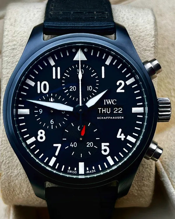 2021 IWC Schaffhausen Pilot Chronograph "Top Gun" 44.5MM Black Dial Textile Strap (IW389101)