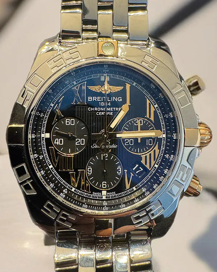 2015 Breitling Chronomat 44MM Black Dial Steel Bracelet (IB011012/B957)