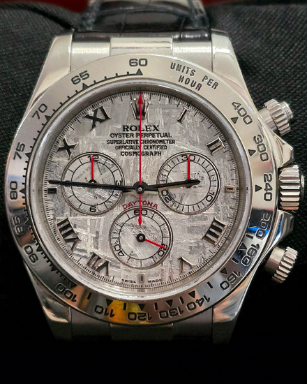 2004 Rolex Cosmograph Daytona 40MM Meteorite Dial Leather Crocodile Strap (116519)