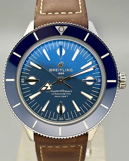 No Reserve - 2018 Breitling Superocean Heritage '57 42MM Blue Dial Leather Strap (A10370161C1X2)