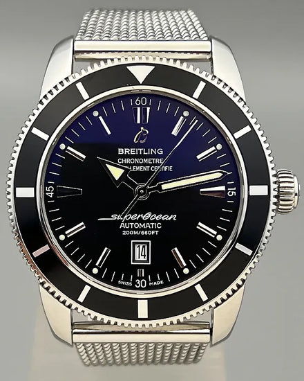 No Reserve - Breitling Superocean Heritage 46MM Black Dial Steel Bracelet (A17320)