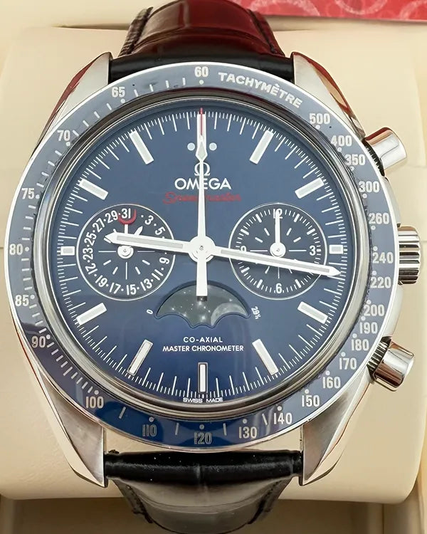 Omega Speedmaster Moonphase 44.25MM Blue Dial Leather Strap (304.33.44.52.03.001)