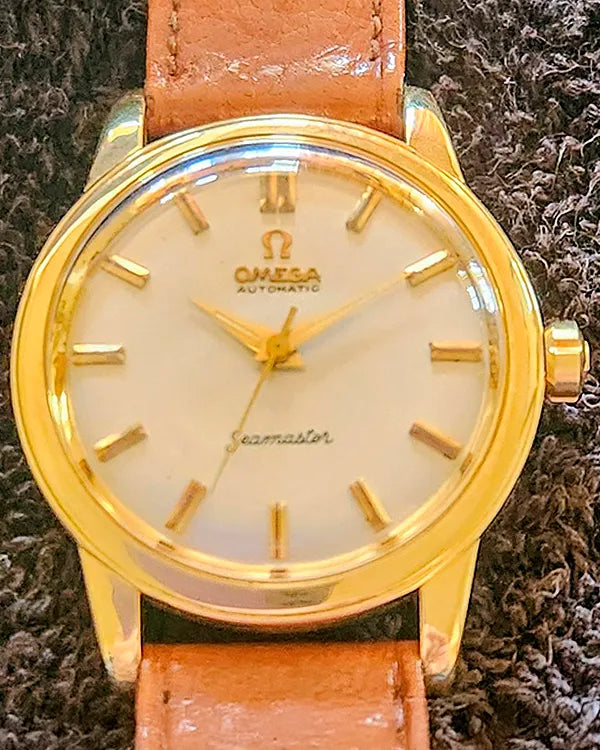 Omega Seamaster Vintage 34MM Cream Dial Leather Strap (GX6546  D 70628)