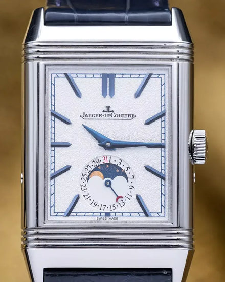 2023 Jaeger-LeCoultre Reverso Tribute Moon Phase 30MM White/Blue Dial Leather Strap (Q3958420)