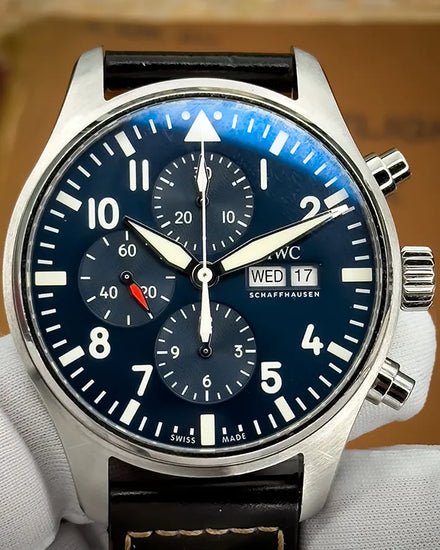 2020 IWC Schaffhausen Pilot Chronograph "Le Petit Prince" 43MM Blue Dial Leather Strap (IW377714)