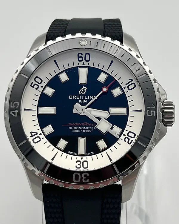 2024 Breitling Superocean 44MM Black Dial Rubber Strap (A17376)