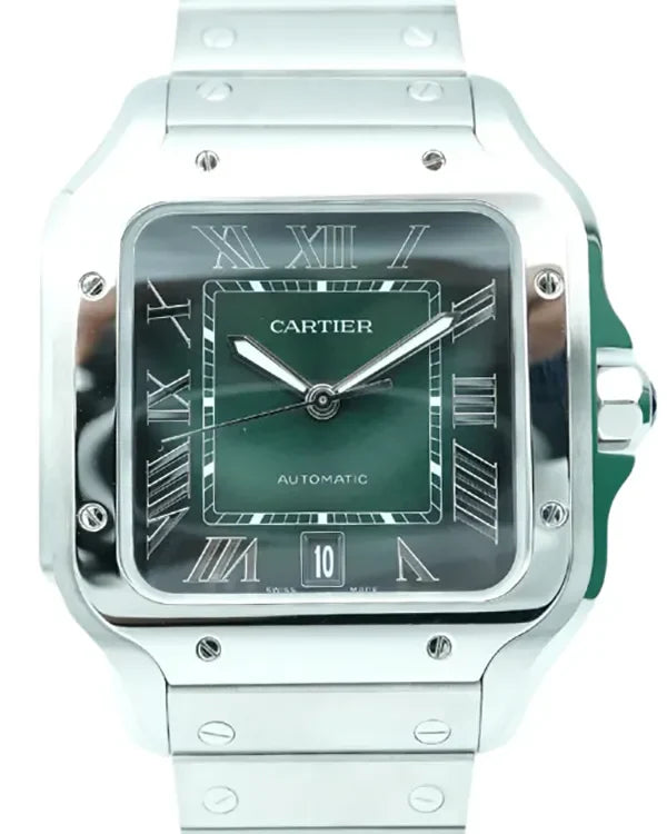 2025 Cartier Santos De Cartier 39.8MM Green Dial Steel Bracelet (WSSA0062)