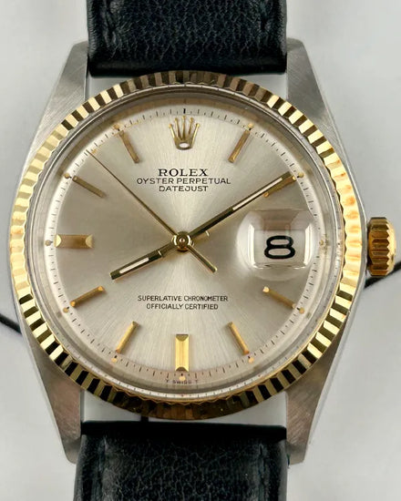 1973 (3.2 Mil Serial) Rolex Datejust 36MM Silver Dial Leather Strap (1601/3)