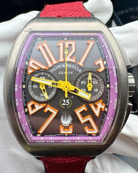 2022 Franck Muller Vanguard Chronograph "25th Anniversary" L.E. 44MM Grey Dial Textile Strap (V45 CCDT 25TH LTD TTBR VL)