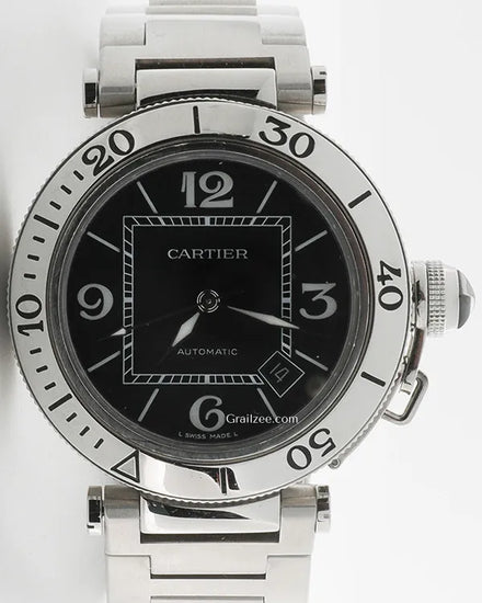 Cartier Pasha De Cartier Seatimer 40MM Black Dial Steel Bracelet (2790)