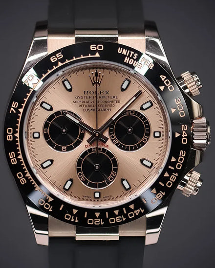 2021 Rolex Cosmograph Daytona 40MM Rose Gold Dial Rubber Strap (116515LN)