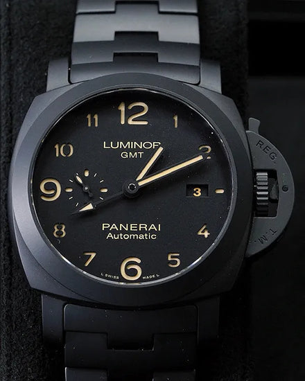 2019 Panerai Luminor 1950 3 Days GMT 44MM Black Dial Ceramic Bracelet (PAM01438)