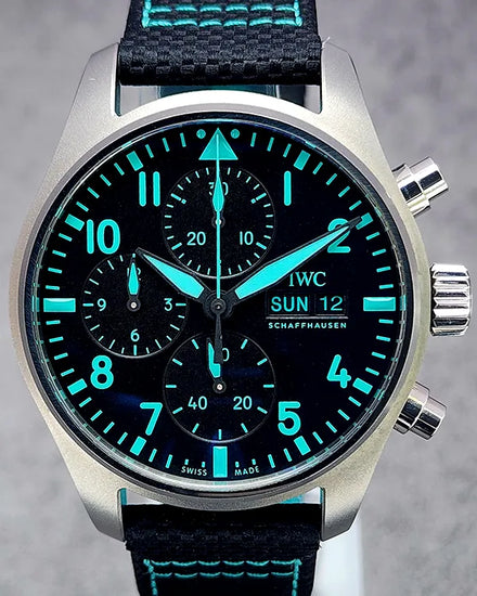 2022 IWC Schaffhausen Pilot Chronograph "Mercedes AMG Petronas F1 Team" 41MM Black Dial Textile Strap (IW388108)