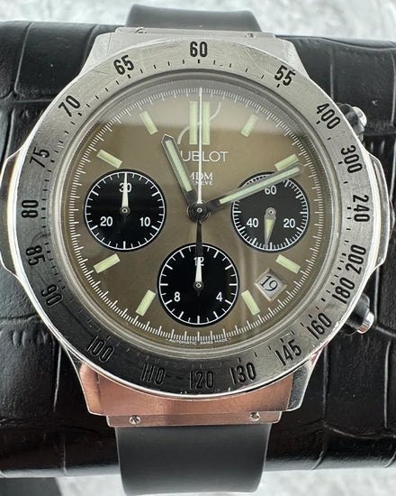 No Reserve - Hublot Super B Chronograph 41MM Silver Dial Rubber Strap (1920.1)