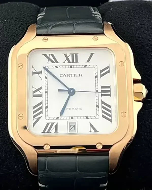 2022 Cartier Santos De Cartier 39.8MM Silver Dial Leather Strap (WGSA0019)