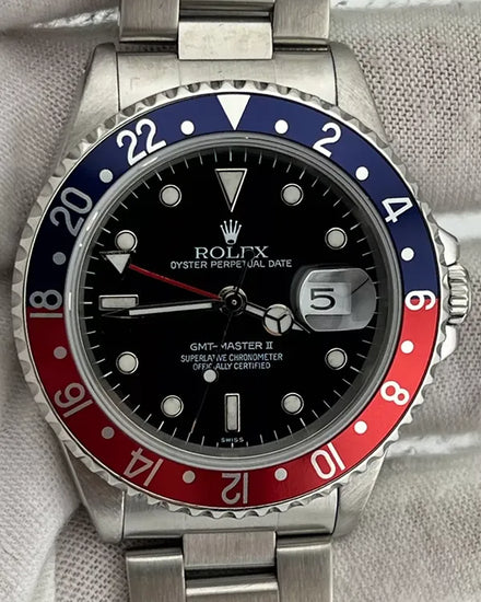 1999 Rolex GMT-Master II "Pepsi" 40MM Black Dial Oyster Bracelet (16710)