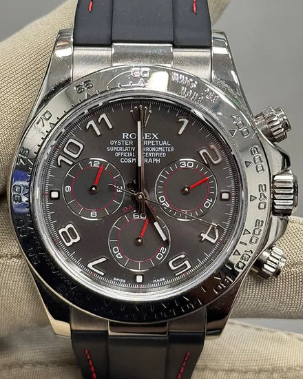 Rolex Cosmograph Daytona 40MM Grey Dial Aftermarket Rubber Strap (116519)