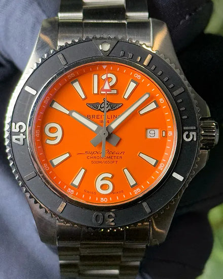 2023 Breitling Superocean 42MM Orange Dial Steel Bracelet (A17366)