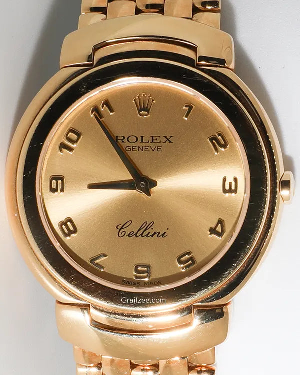 1990 (E Serial) Rolex Cellini 33MM Quartz Champagne Dial Yellow Gold "Beads-of-Rice" Bracelet (6622)