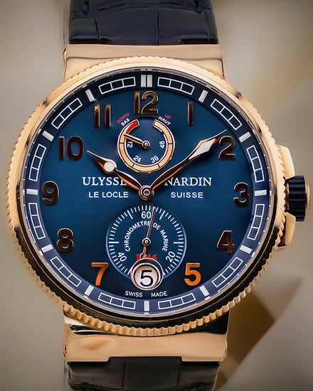 Ulysse Nardin Marine Chronometer Manufacture 43MM Blue Dial Leather Strap (1186-126)