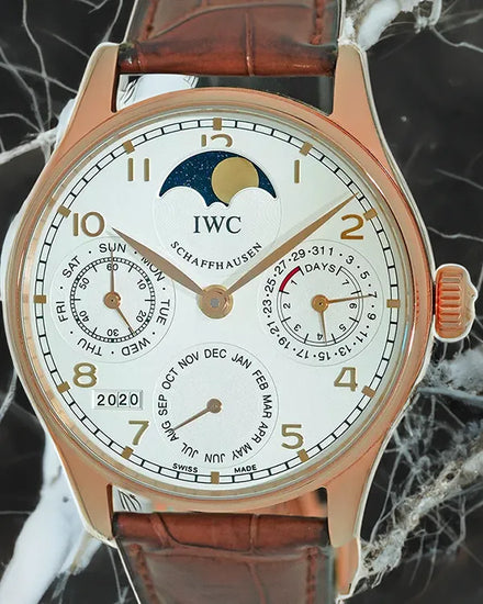 2010 IWC Schaffhausen Portugieser Perpetual Calendar 42MM Silver Dial Leather Strap (IW502213)