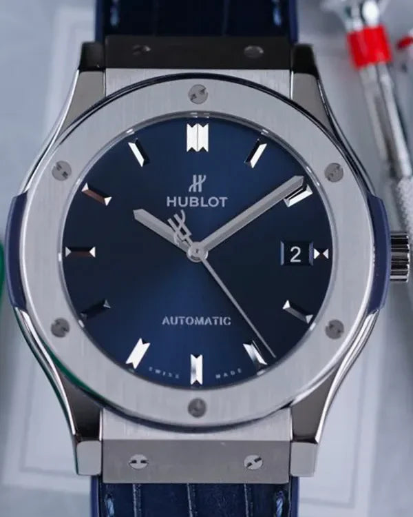 Hublot Classic Fusion 45MM Blue Dial Leather Strap (511.NX.7170.LR)