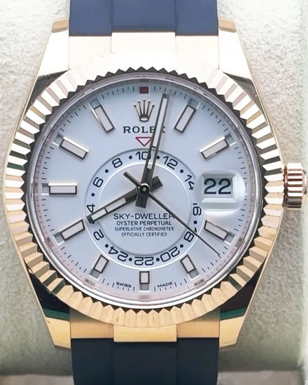 Rolex Sky-Dweller 42MM White Dial Rubber Strap (326235)