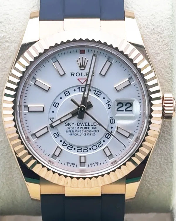 Rolex Sky-Dweller 42MM White Dial Rubber Strap (326235)