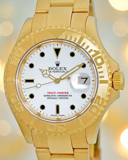 2006 (Z Serial) Rolex Yacht-Master 40MM White Dial Yellow Gold Oyster Bracelet (16628)