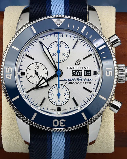 2021 Breitling Superocean Heritage Chronograph Ocean Conservancy L.E 44MM Silver Dial Textile Strap (A133131A1G1W1)