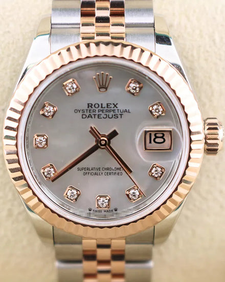 Rolex Lady-Datejust 28MM Mother-of-Pearl Dial Two-Tone Jubilee Steel/Rose Gold Bracelet (279171)