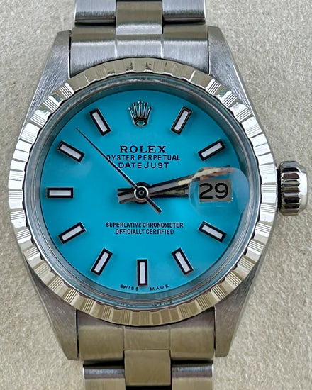 Rolex Oyster Perpetual Lady Date 26MM Aftermarket Blue Dial Oyster Bracelet (6924)