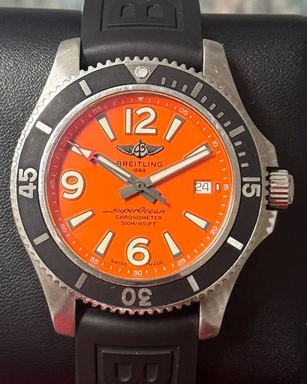 Breitling Superocean 42MM Orange Dial Rubber Strap (A17366)