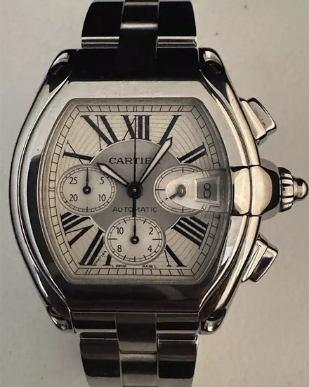 Cartier Roadster XL Chronograph 43MM Silver Dial Steel Bracelet (W62019X6)
