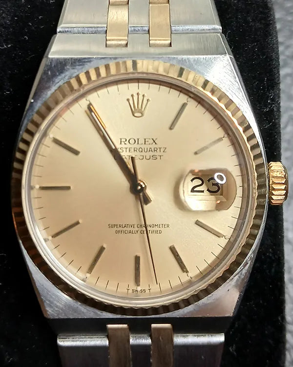 Rolex Datejust Oysterquartz 36MM Quartz Silver Dial Two-Tone Bracelet (17013)