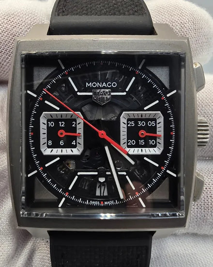 TAG Heuer Monaco 39MM Skeleton Dial Rubber/Leather Strap (CBL2183.FT6236)
