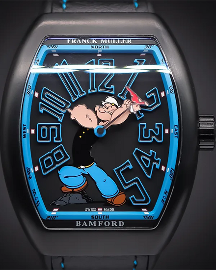 Franck Muller Vanguard "Popeye" L.E. 44MM Black Dial Rubber Strap (V 45 SC POPEYE NR BR (NR))