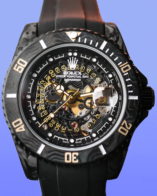 Rolex Submariner "Skeleton Concept Eclipse" L.E. 40MM Aftermarket Skeleton Dial Aftermarket Rubber Strap (ASREF5)