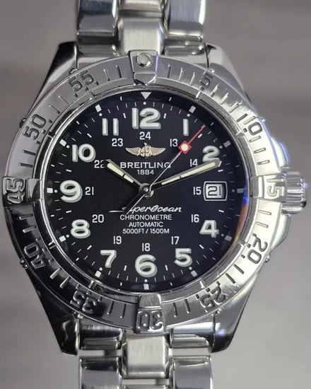 Breitling Superocean 42MM Black Dial Steel Bracelet (A17360)