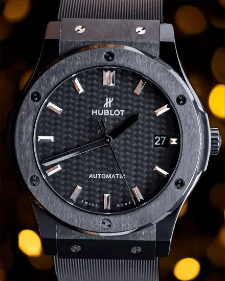 Hublot Classic Fusion Black Magic 45MM Carbon Fiber Dial Rubber Strap (511.CM.1771.RX)